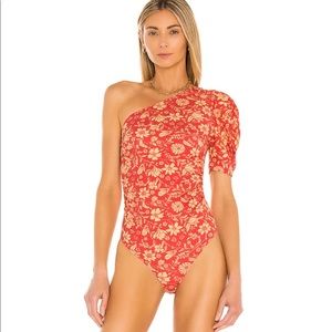 Free People - Somethin Bout You Bodysuit in Cherry Combo